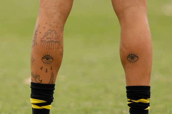 The eyes have it: some of Jason Castagna’s tattoos.