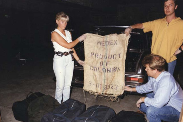 AFP officers including Kirsty Schofield, now assistant commissioner, seize 95kg of cocaine from a 1970s Mercedes on January 27, 1994.