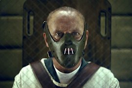 Anthony Hopkins as Hannibal Lecter in Silence of the Lambs, during which he acts as a counsellor to FBI agent Clarice Starling.