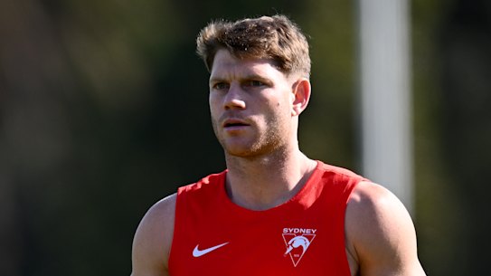 Taylor Adams at Swans training in 2024.