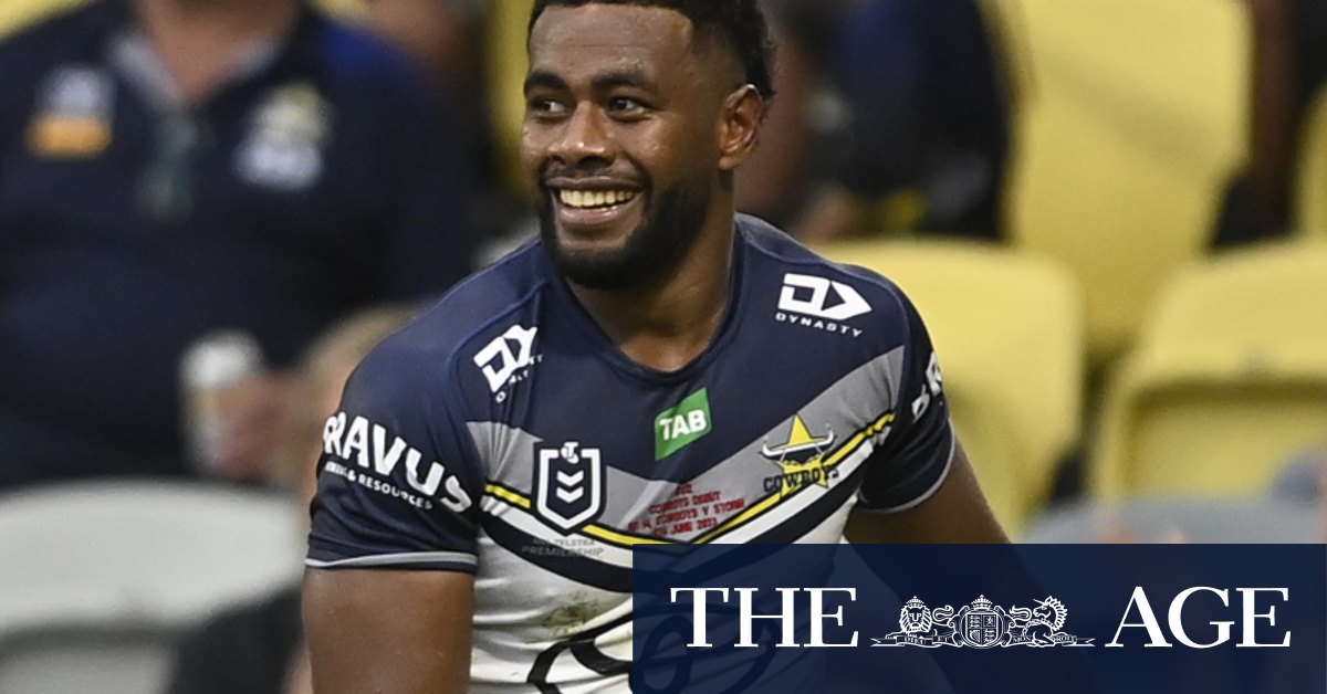 Semi Valemei hat-trick as North Queensland Cowboys thrash Melbourne Storm in Townsville