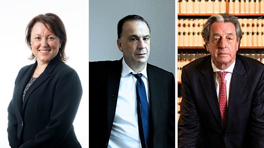 Racing NSW chairwoman Saranne Cooke, chief executive Peter V’landys and ATC chairman Tim Hale.