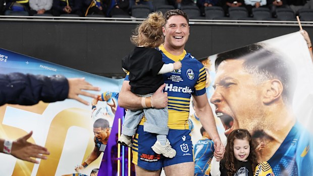 Mitchell Moses takes the field with family ahead of his 250th NRL game.