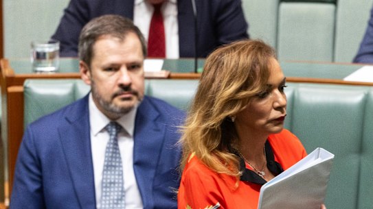 Minister for Industry and Science Ed Husic and Minister for Early Childhood Education and Minister for Youth Dr Anne Aly at question time on Thursday.
