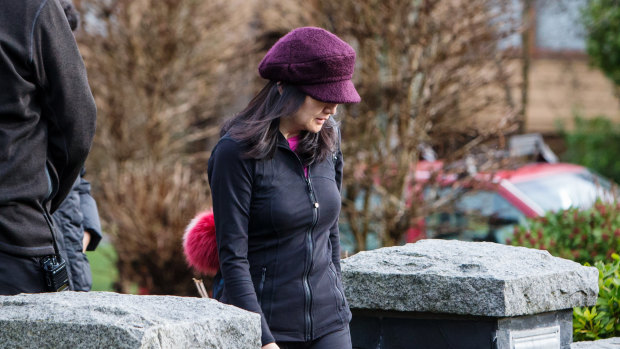 Meng Wanzhou, chief financial officer of Huawei Technologies, leaves her home while out on bail in Vancouver, British Columbia, Canada.