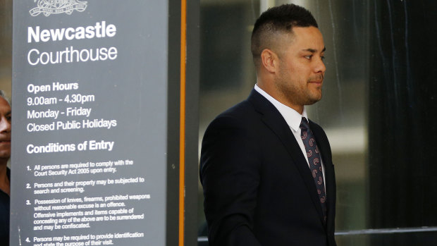 Jarryd Hayne outside court on Friday.