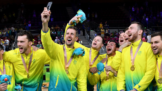 Gold medal winners: the Boomers celebrate.