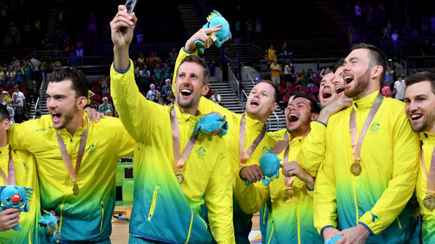 Gold medal winners: the Boomers celebrate.