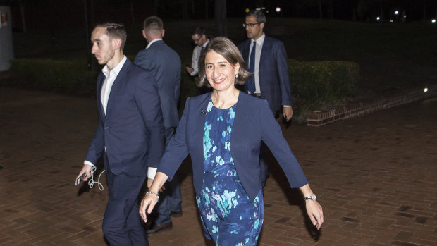 Premier Gladys Berejiklian arrives at the leader's debate on Wednesday night. 
