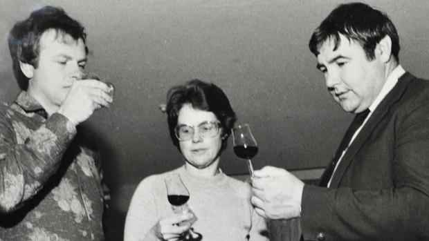 Jim Murphy, far right, in 1983: he always wanted to share his love of wine with others.