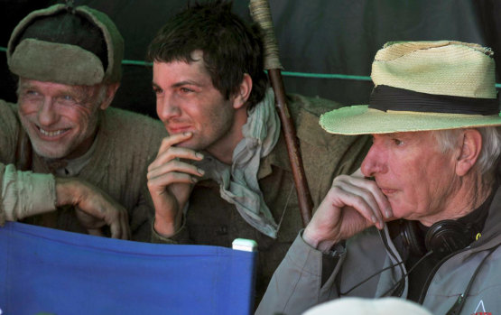 Peter Weir (right) on the set of his last film, the epic 2010 drama The Way Back, with actors Ed Harris and Jim Sturgess.