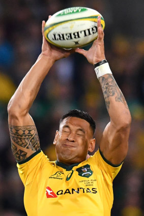Tall order: Israel Folau’s height could prove a huge advantage over Argentina on the Gold Coast. 