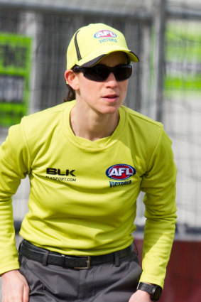 Kate Griffiths was the only female umpire in the VFL when she retired in 2018.