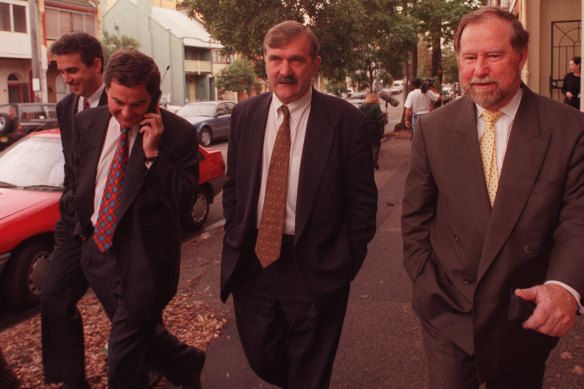 Des Semple, centre, leaves the ICAC in 1996.
