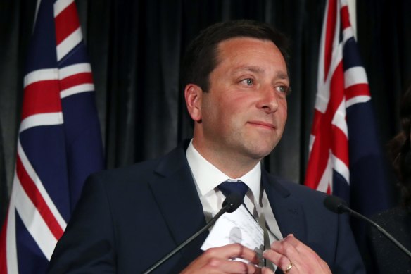 Then Liberal leader Matthew Guy concedes  defeat in last year's state election.