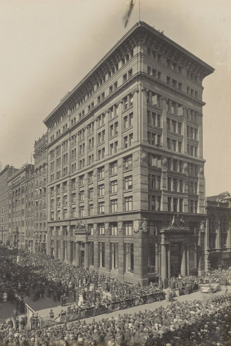 The opening day of the Commonwealth Bank of Australia in Martin Place, Sydney, on August 22, 1916. The bank was opened by then prime minister Billy Hughes.