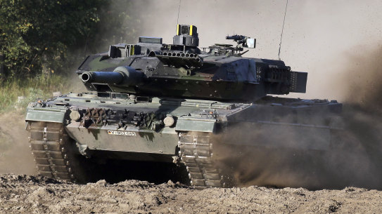 A Leopard 2 tank at a demonstration event near Hannover, Germany.