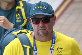 Australian swimming coach Michael Palfrey at training on Thursday in Paris.
