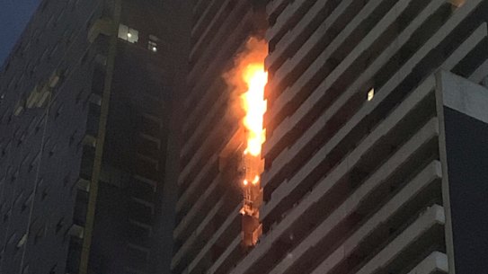 The Spencer Street apartment that caught fire this morning is believed to be covered in combustible cladding, according to the MFB.