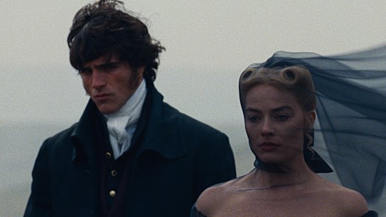Jacob Elordi and Margot Robbie in the raunchy 2026 adaptation of Emily Brontë’s Wuthering Heights.
