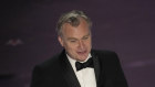 Christopher Nolan accepts the award for best director.