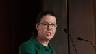 Anna Hughes of the AOFM speaks at an economist lunch in Sydney on Thursday.