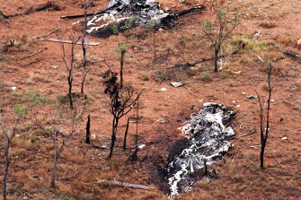 The crash site of the two Black Hawk  helicopters near Townsville.