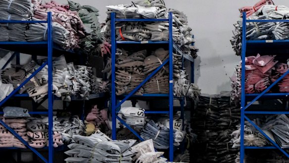 Shein packages in a factory in the garment district in Guangzhou, China.