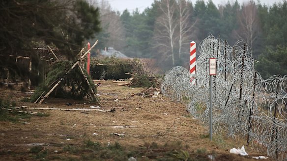 A deserted migrant camp at the Belarus-Poland border near Grodno on Thursday.