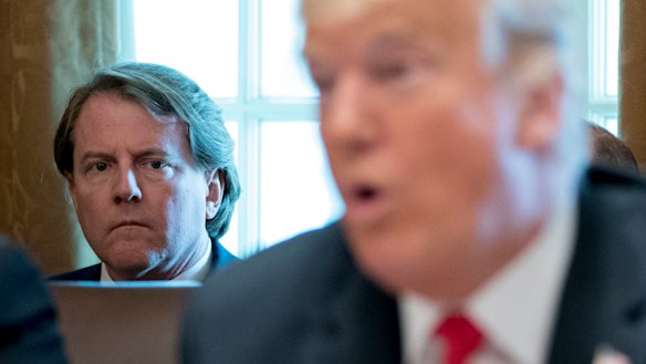 Former White House counsel Don McGahn, pictured with Donald Trump, in August, 2018.