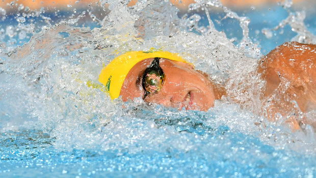 Back in the fast lane: Cameron McEvoy powers home during the men's 100m freestyle semi-final.