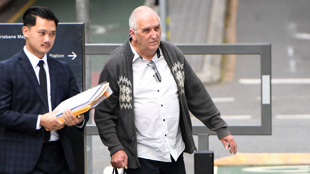 Former Brisbane teacher Peter Matthew Malone arrives at the District Court in Brisbane on Thursday.