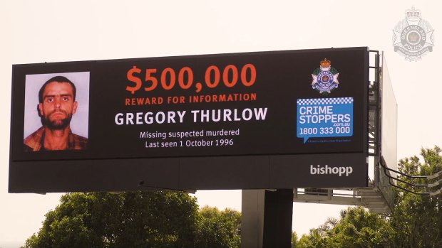 The billboard unveiled on Anzac Avenue in Rothwell in the Moreton Bay region last year, featuring Mr Thurlow’s mugshot.