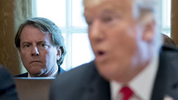 Former White House counsel Don McGahn, pictured with Donald Trump, in August, 2018.
