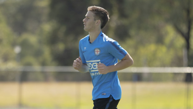 Gianluca Iannucci, 17, joins 15-year-old schoolboy Yaya Dukuly on City's bench on Sunday against Sydney FC.