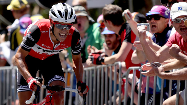 King of the mountain: Richie Porte of Trek-Segafredo wins stage six in Adelaide.