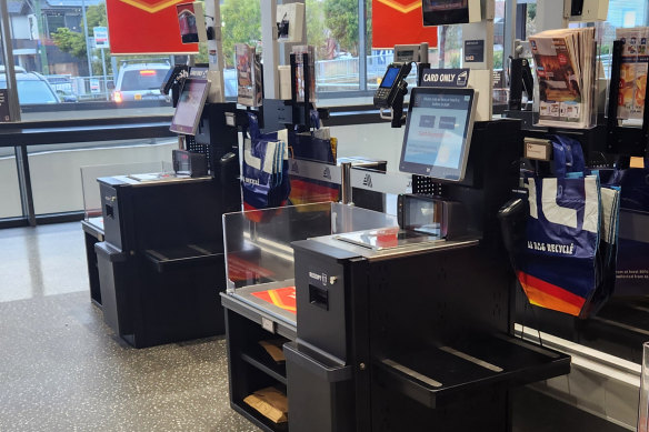 Aldi Box Hill South’s new self-service checkouts.