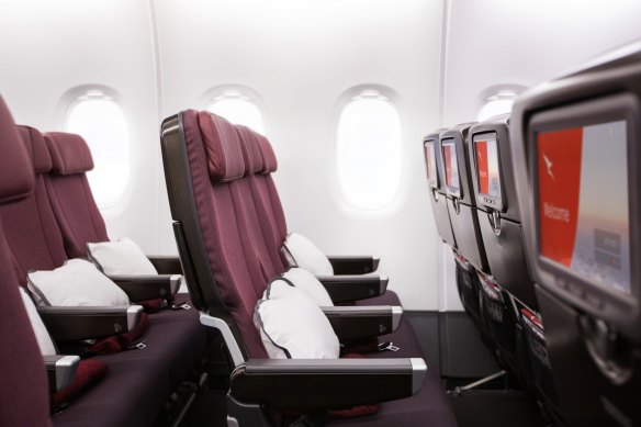 Qantas offers 78.7 centimetres of seat pitch in economy on its Airbus A380 superjumbos.