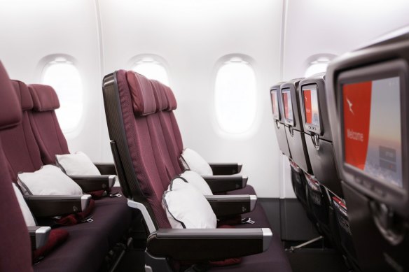 Qantas offers 78.7 centimetres of seat pitch in economy on its Airbus A380 superjumbos.
