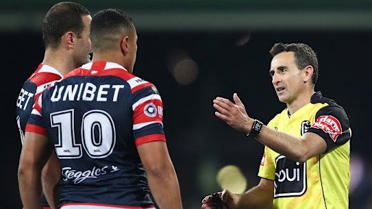 Referee Gerard Sutton.