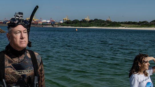 Maria Poulos (right), pictured with Robert Cornelius, said she feared a cruise ship terminal would harm the marine environment at Yarra Bay.