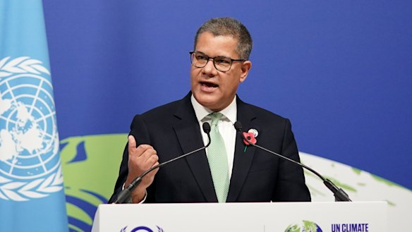 COP26 President Alok Sharma speaks at the close of COP26.