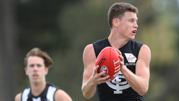 No.1 draft pick Sam Walsh in action for the Blues in the pre-season.