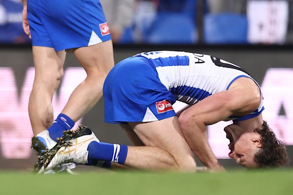 North Melbourne players accept the hollow feeling of a draw.