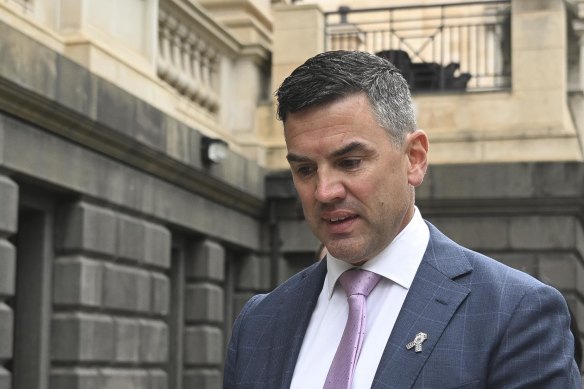 Brad Battin arriving at parliament on Friday.