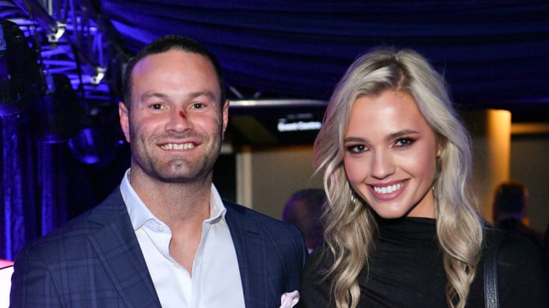 'Really happy': Boyd Cordner with Jemma Barge at the Brad Fittler Medal awards.