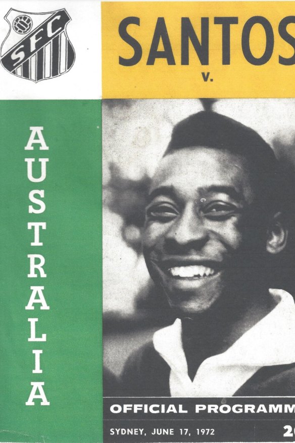 The cover of the program from the Australia v Santos FC, June 1972.