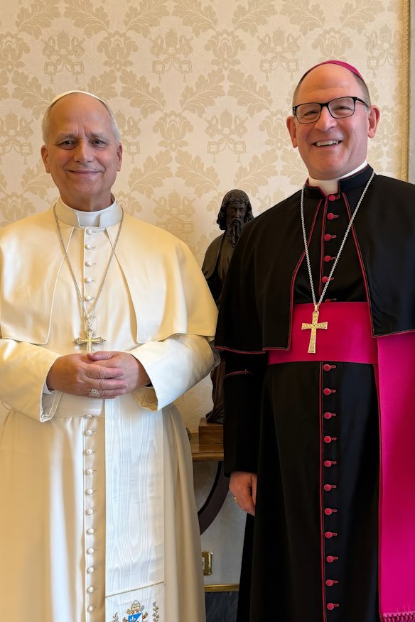 Pope Leo and Bishop Anthony Randazzo pictured in 2026. 