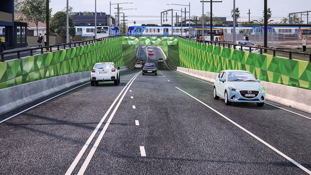 An artist's impression of the proposed level crossing.