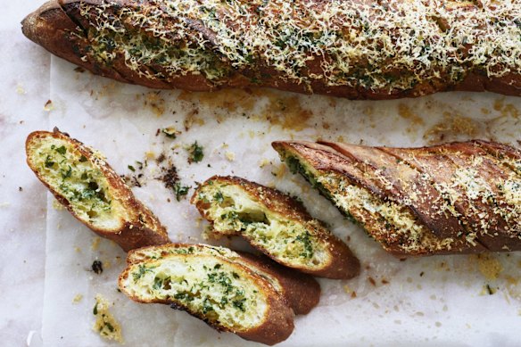 DIY garlic bread with parsley and parmesan.